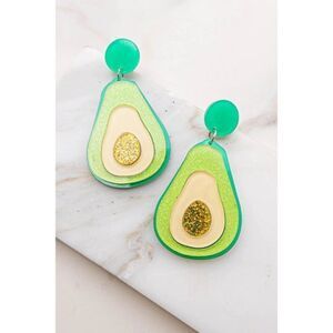 Jade Glitter Acrylic Avocado Drop Earrings